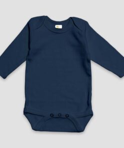 Baby One Piece Long Sleeve Bodysuits – 100% Cotton Navy - LG2100D - The Laughing Giraffe®