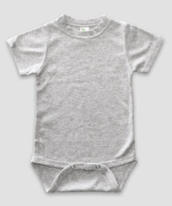 Baby One-Piece Bodysuit Short Sleeve Crew Neck – Polyester Cotton Blend – Heather Gray - LG3202H - The Laughing Giraffe®