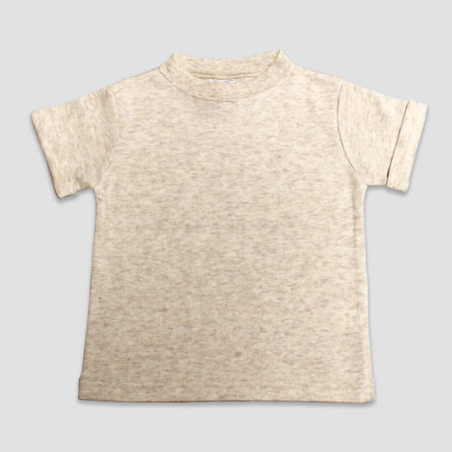Rolled Short Sleeve Toddler T-Shirts - Oatmeal - LG3540O | The Laughing Giraffe